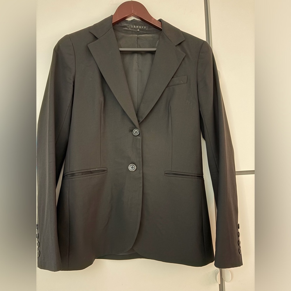 Theory Black Women's Two-Button Blazer